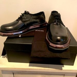 Emporio Armani leather and fur shoes